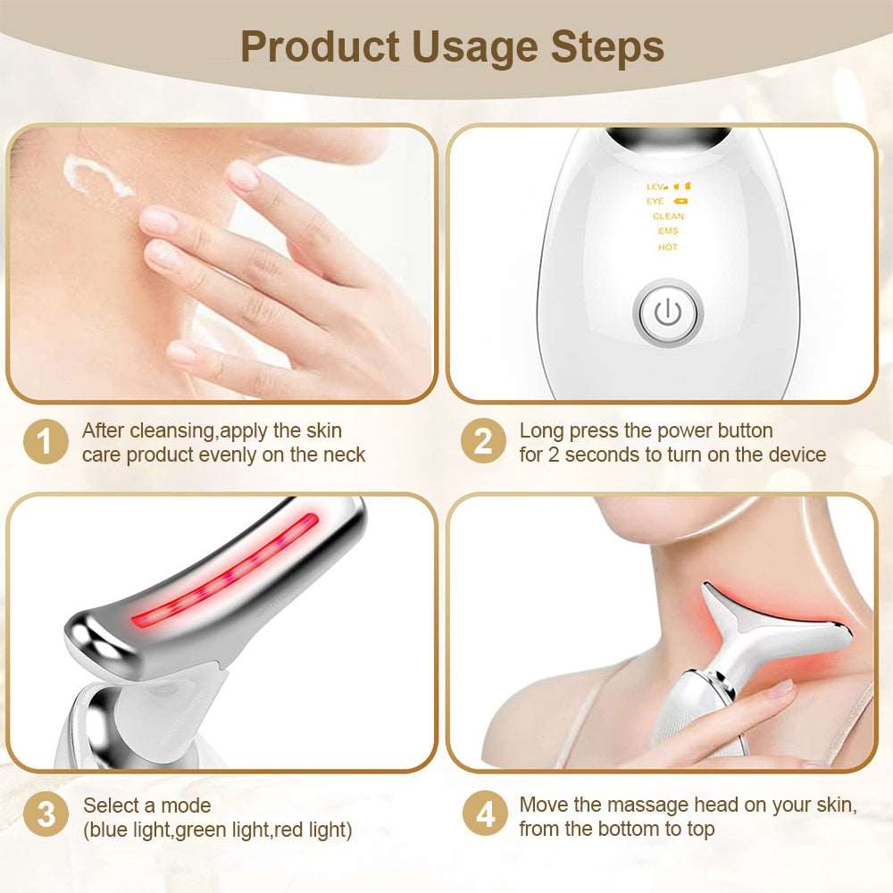 Anti Wrinkle Face Device, ANLAN Beauty Device, LED Beauty Lifting Device, Massage Device with EMS, Facial Toning, Lifting Neck (45°C) BeautifyMagic™